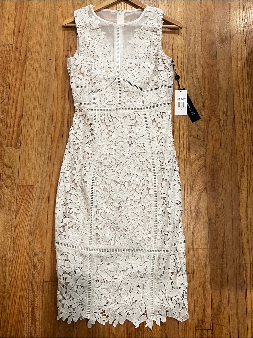NWT JAX White Lace Sheath Dress - Elegant Sleeveless Midi